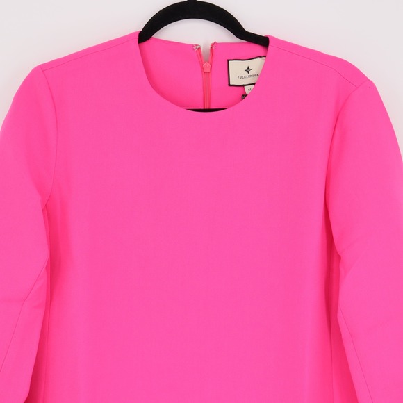 Tuckernuck Women's Hot Pink Feather Mod Ellie Mini Dress Size M Long Sleeve - Picture 4 of 10